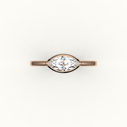 Engaste de anillo con bisel de corte marquesa este-oeste