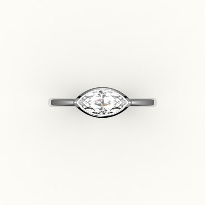 Engaste de anillo con bisel de corte marquesa este-oeste