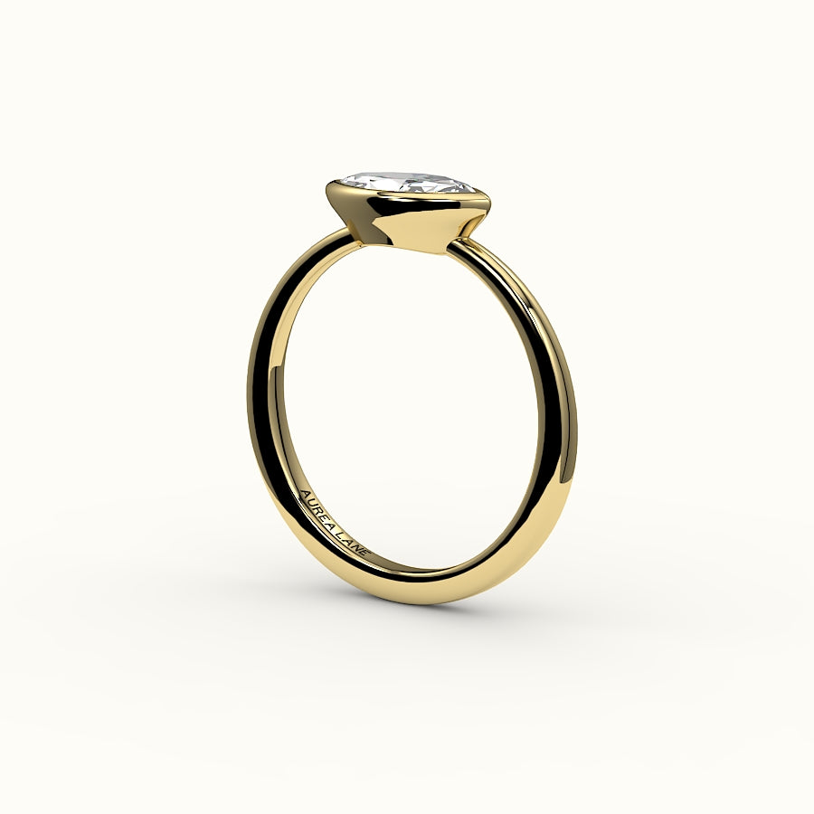 Engaste de anillo con bisel de corte marquesa este-oeste
