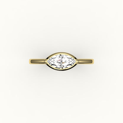 Engaste de anillo con bisel de corte marquesa este-oeste