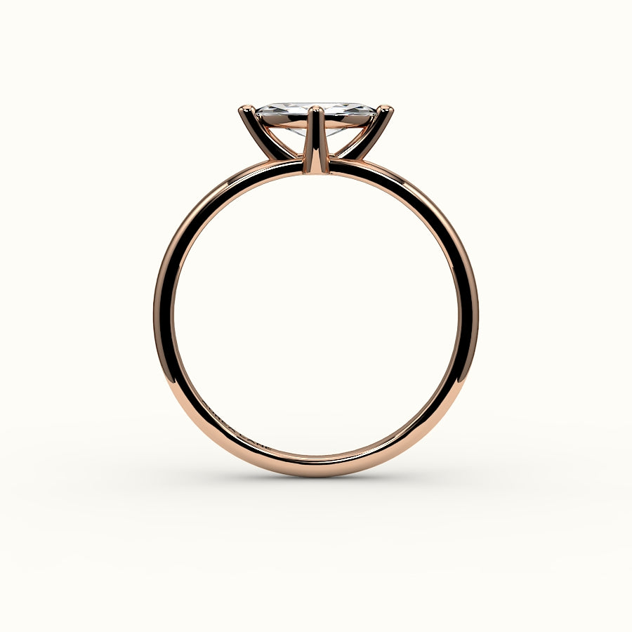 Engaste de anillo solitario de corte marquesa este-oeste