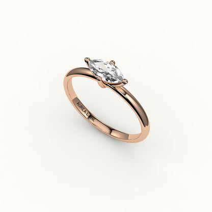 Engaste de anillo solitario de corte marquesa este-oeste