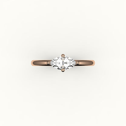 Engaste de anillo solitario de corte marquesa este-oeste