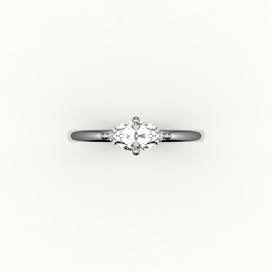 Engaste de anillo solitario de corte marquesa este-oeste