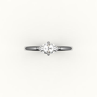Engaste de anillo solitario de corte marquesa este-oeste