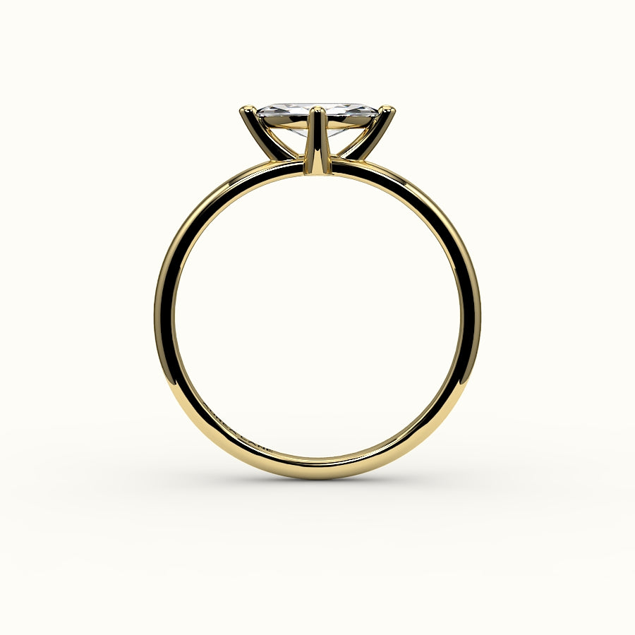 Engaste de anillo solitario de corte marquesa este-oeste