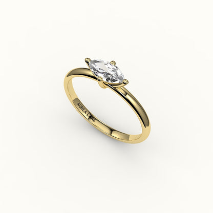 Engaste de anillo solitario de corte marquesa este-oeste