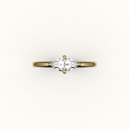 Engaste de anillo solitario de corte marquesa este-oeste