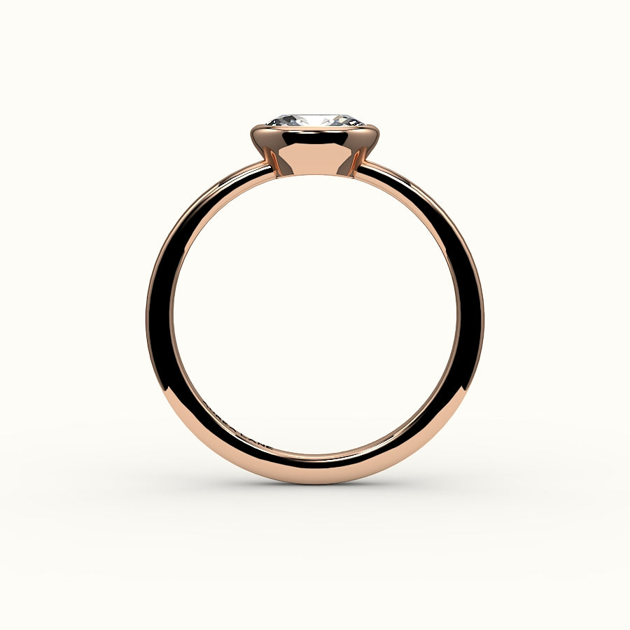 Engaste de anillo con bisel ovalado este-oeste