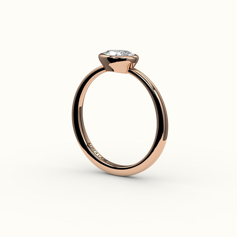 Engaste de anillo con bisel ovalado este-oeste