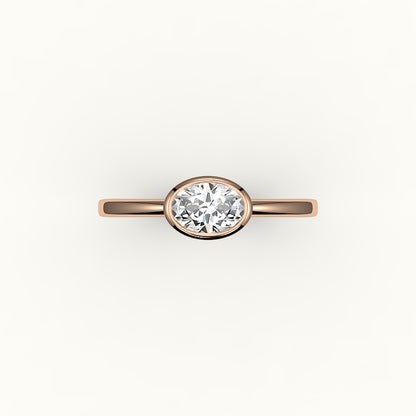 Engaste de anillo con bisel ovalado este-oeste