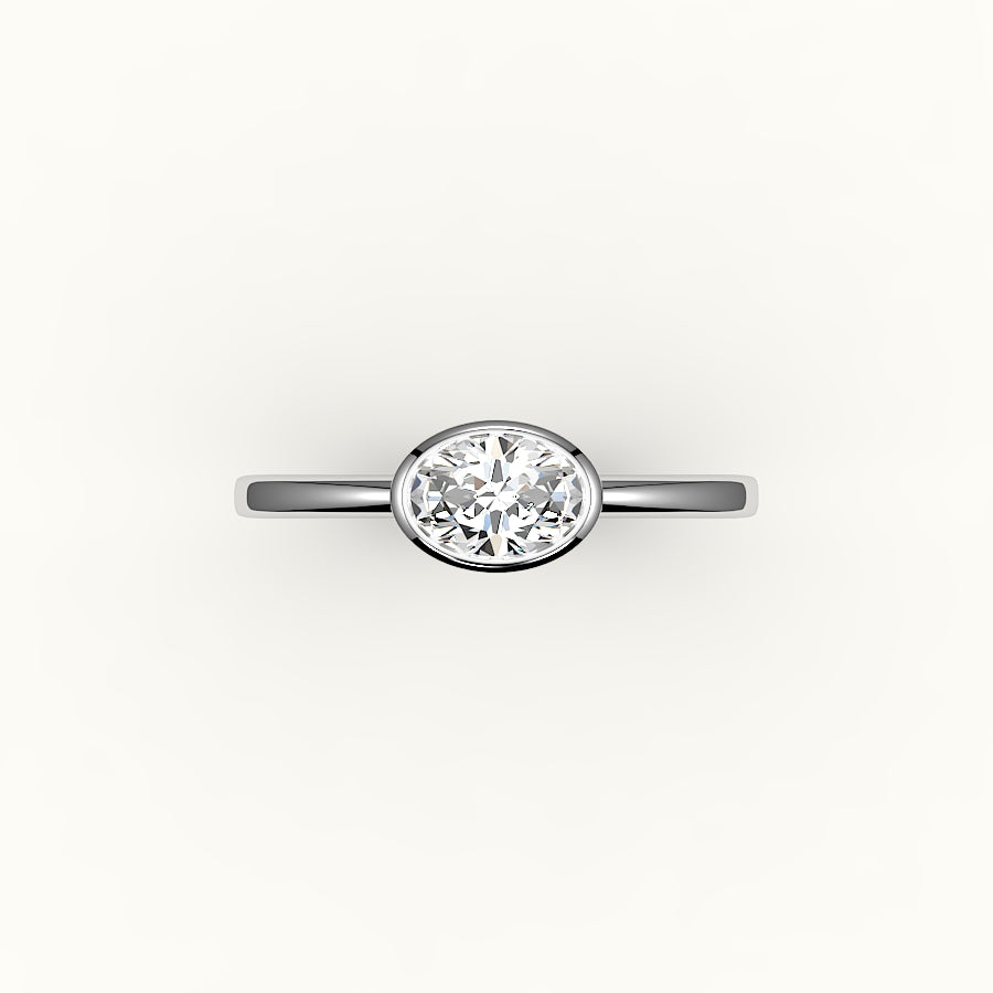 Engaste de anillo con bisel ovalado este-oeste