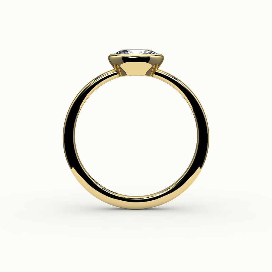 Engaste de anillo con bisel ovalado este-oeste