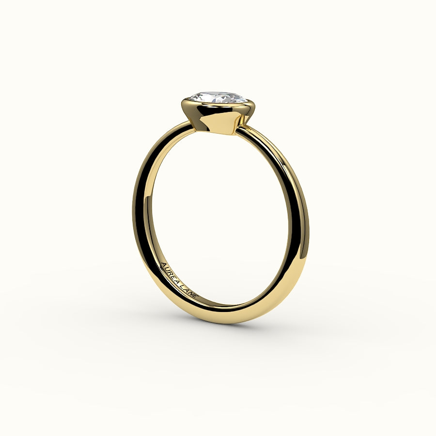 Engaste de anillo con bisel ovalado este-oeste