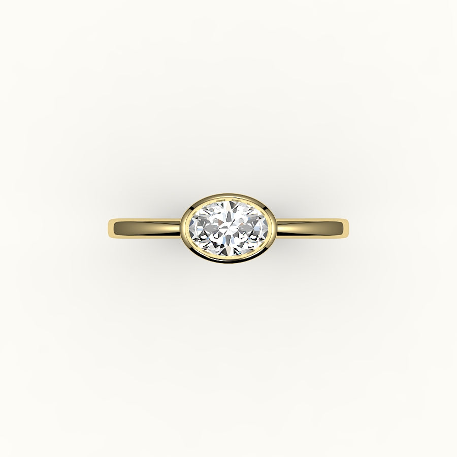 Engaste de anillo con bisel ovalado este-oeste