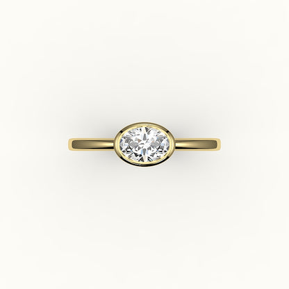 Engaste de anillo con bisel ovalado este-oeste