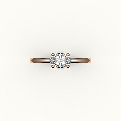 Engaste de anillo solitario ovalado este-oeste