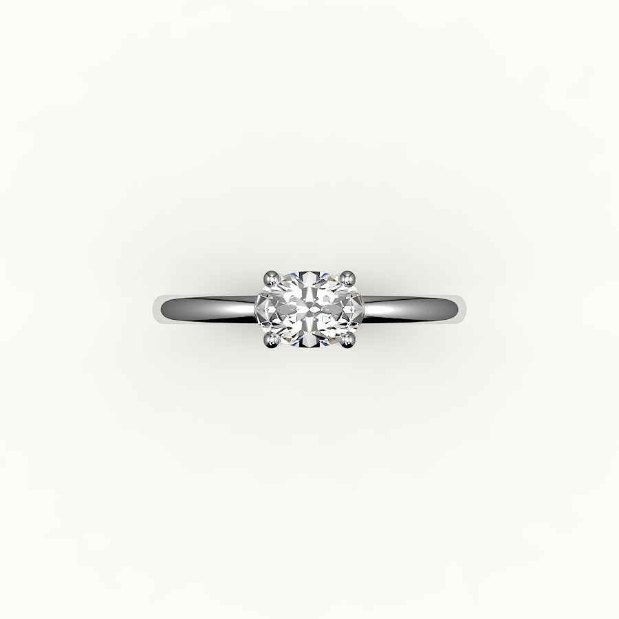 Engaste de anillo solitario ovalado este-oeste