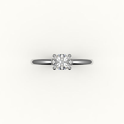 Engaste de anillo solitario ovalado este-oeste