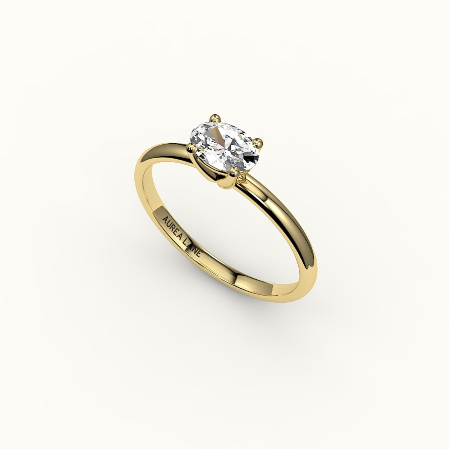 Engaste de anillo solitario ovalado este-oeste