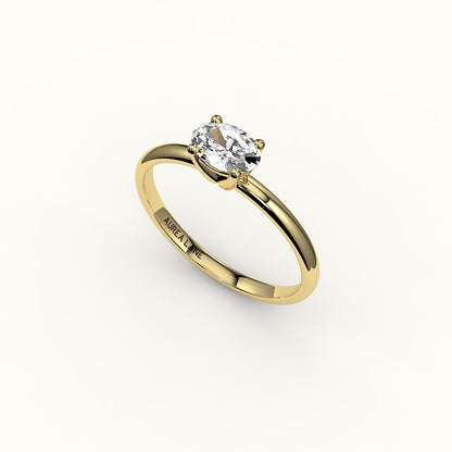 Engaste de anillo solitario ovalado este-oeste