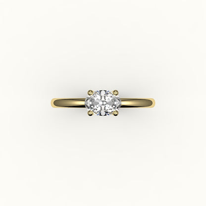 Engaste de anillo solitario ovalado este-oeste