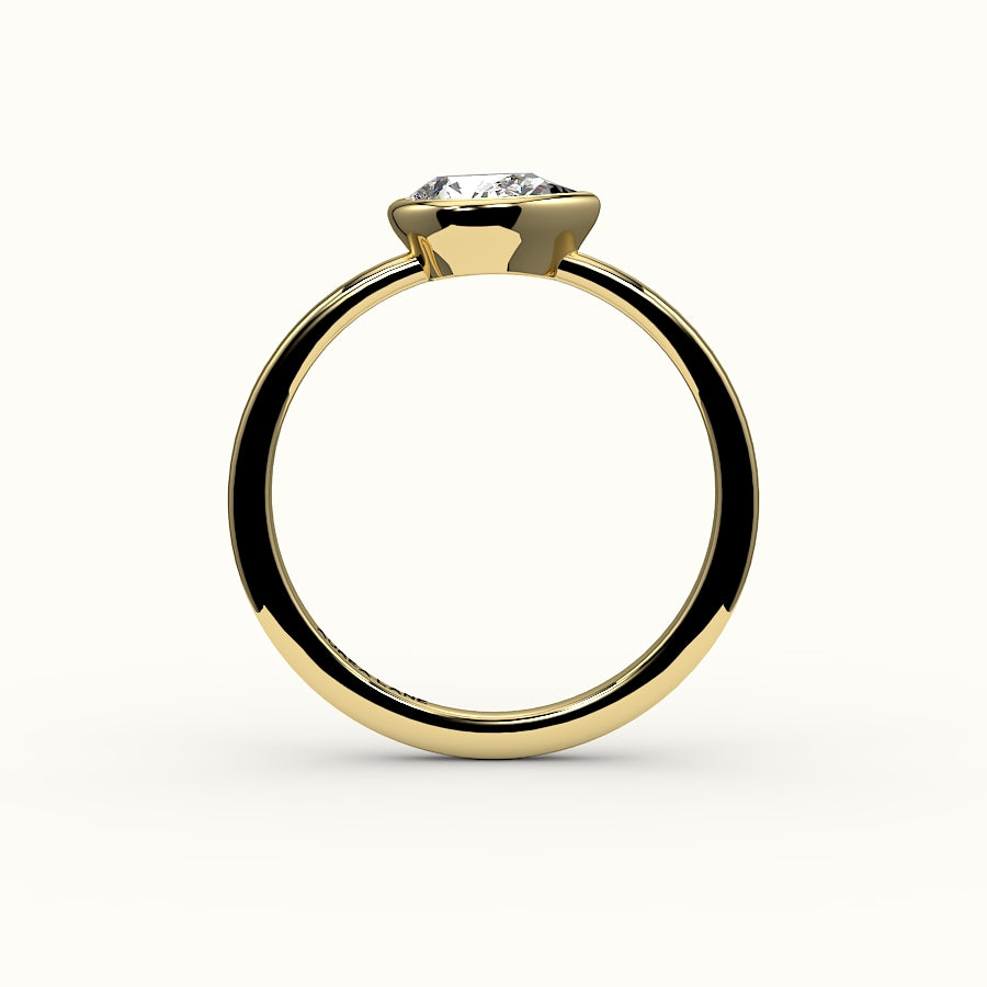 Engaste de anillo con bisel de corte de pera este-oeste