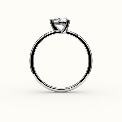 Engaste de anillo solitario de corte pera este-oeste