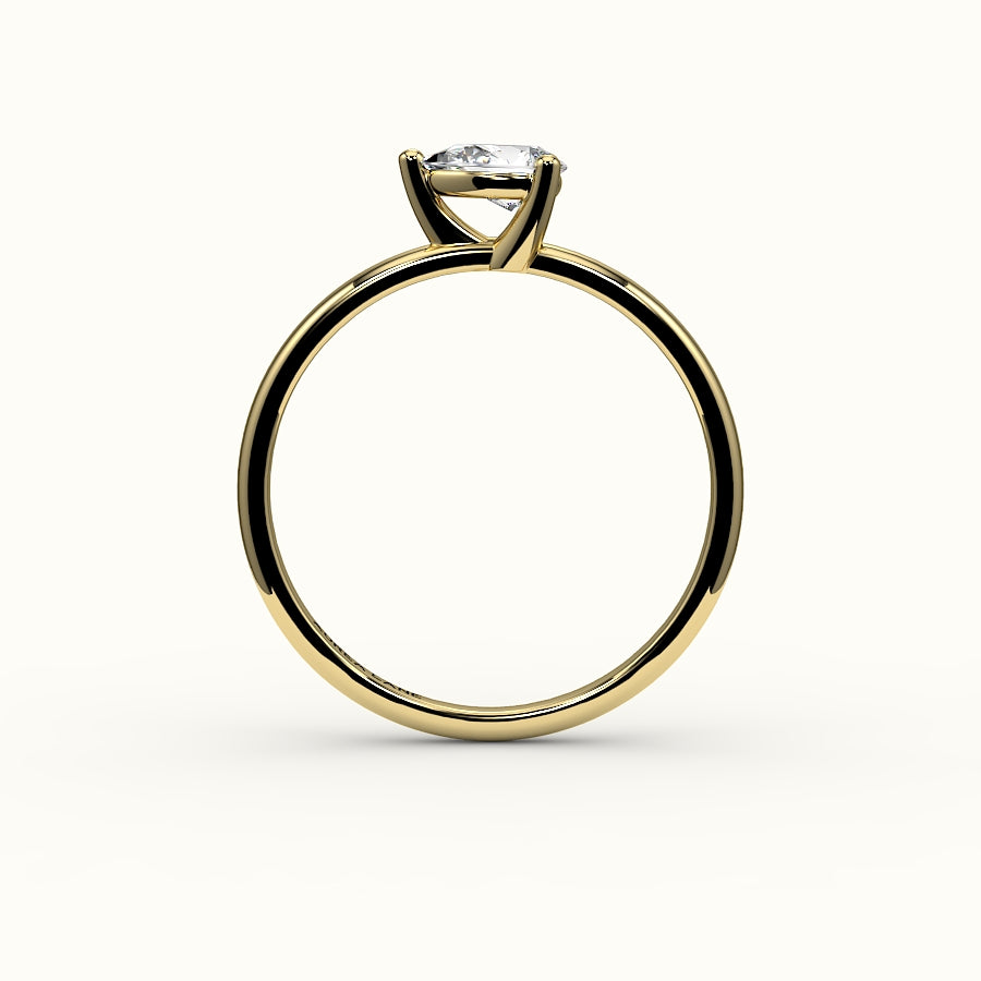 Engaste de anillo solitario de corte pera este-oeste