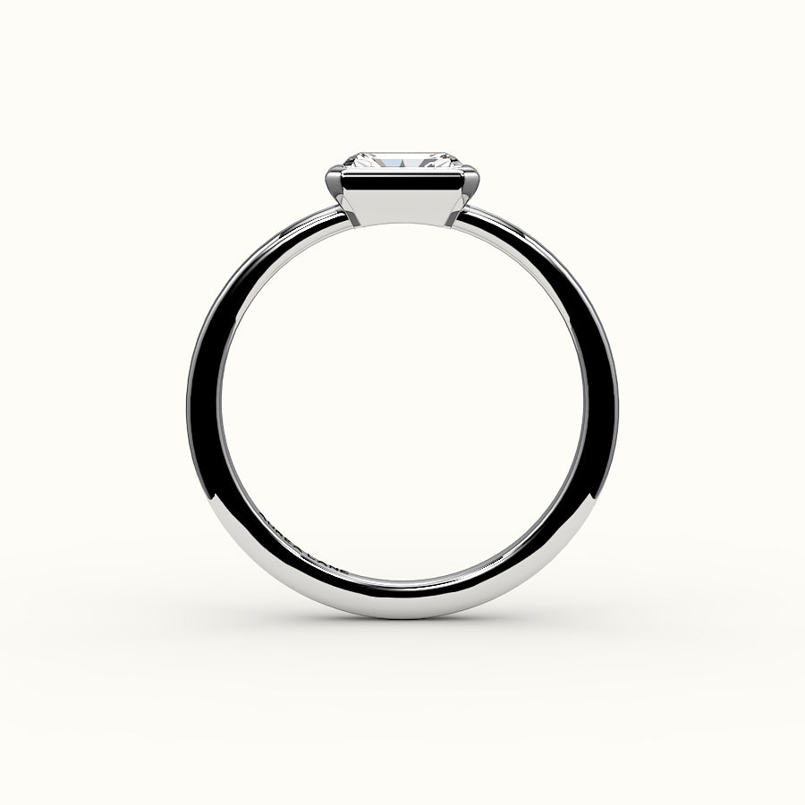 Engaste de anillo con corte radiante de este a oeste
