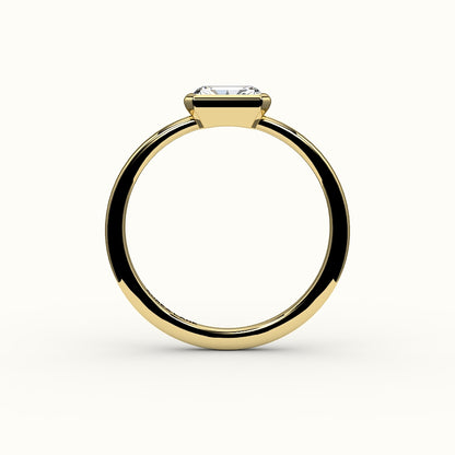 Engaste de anillo con corte radiante de este a oeste