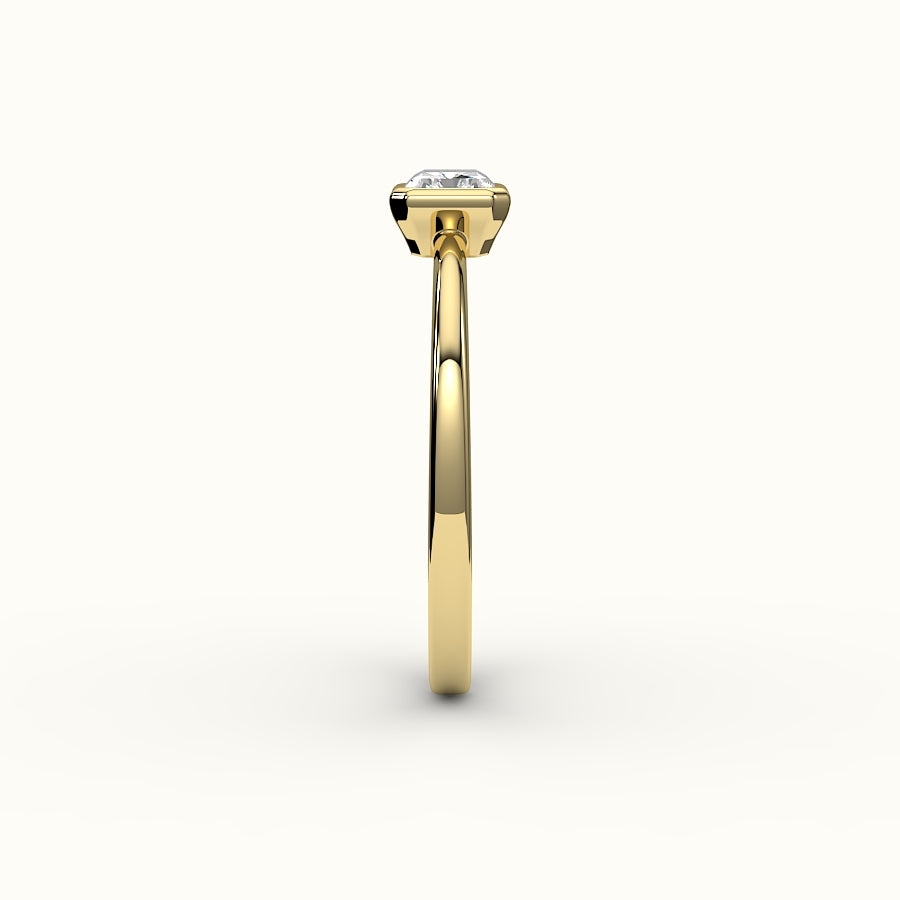 Engaste de anillo con corte radiante de este a oeste