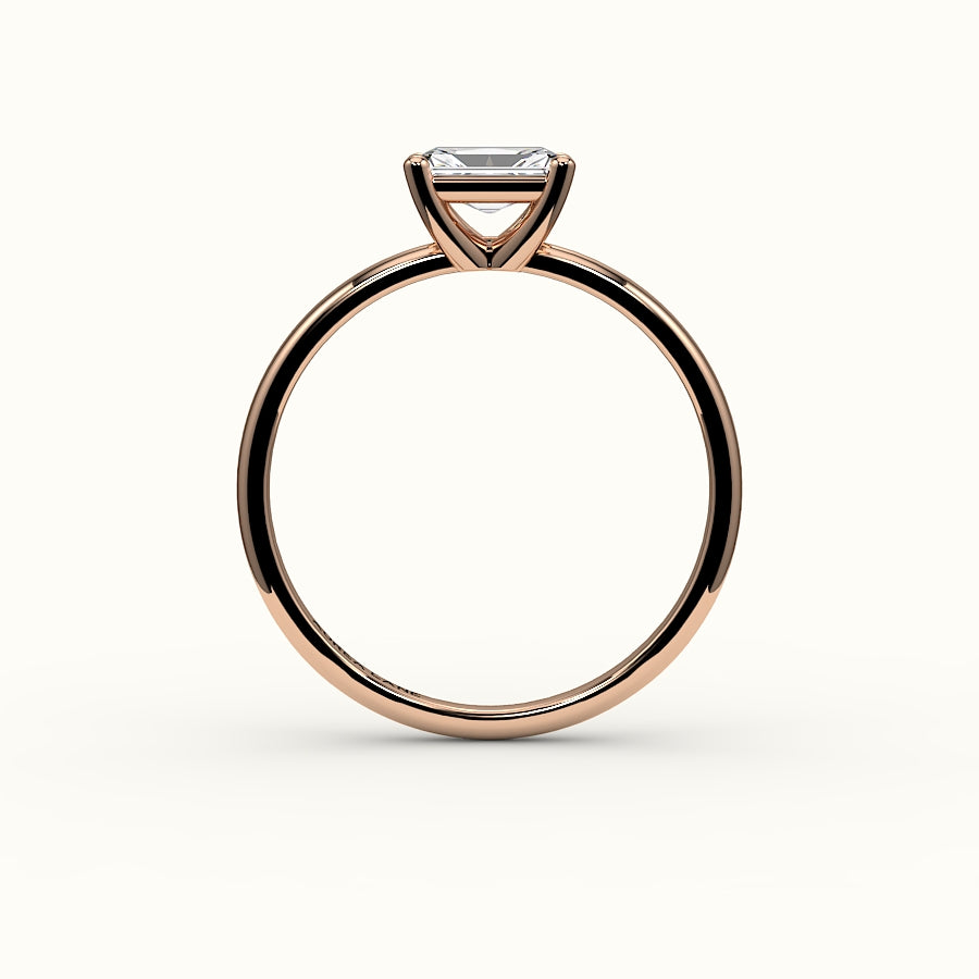 Engaste de anillo solitario de corte radiante este-oeste