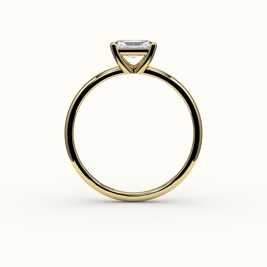 Engaste de anillo solitario de corte radiante este-oeste