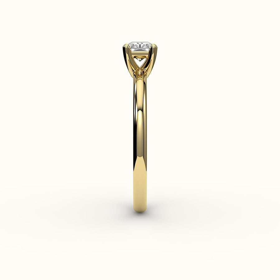 Engaste de anillo solitario de corte radiante este-oeste
