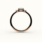 Elongated Cushion Cut Three-Stone Setting with Vertical Baguettes