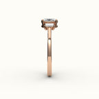 Elongated Cushion Cut Three-Stone Setting with Vertical Baguettes