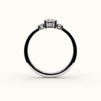 Elongated Cushion Cut Three-Stone Setting with Vertical Baguettes