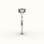 Elongated Cushion Cut Three-Stone Setting with Vertical Baguettes