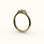 Elongated Cushion Cut Three-Stone Setting with Vertical Baguettes