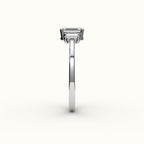 Emerald Cut Three-Stone Setting with Vertical Baguettes