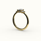 Emerald Cut Three-Stone Setting with Vertical Baguettes