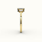 Emerald Cut Three-Stone Setting with Vertical Baguettes