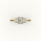 Emerald Cut Three-Stone Setting with Vertical Baguettes
