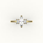 Marquise Cut Three-Stone Setting with Vertical Baguettes