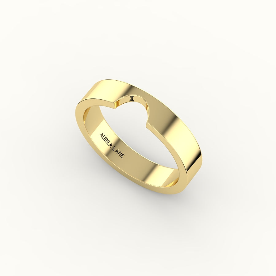 Classic Oval or Pear Cut Carved Wedding Band