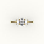 Oval Cut Three-Stone Setting with Vertical Baguettes