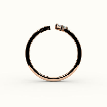 Anillo de diamantes y inicial de corte princesa con brújula