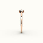 Anillo de diamantes y inicial de corte princesa con brújula