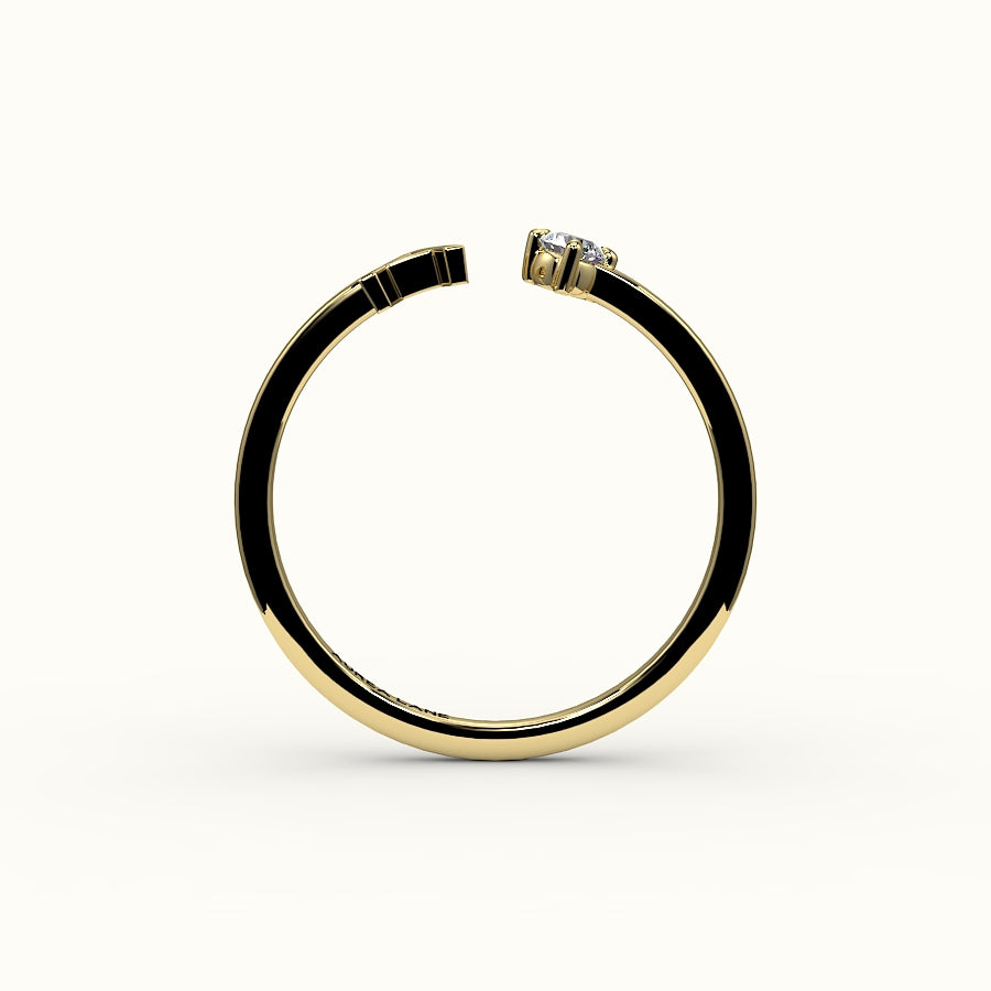 Anillo con inicial de corte redondo y diamantes